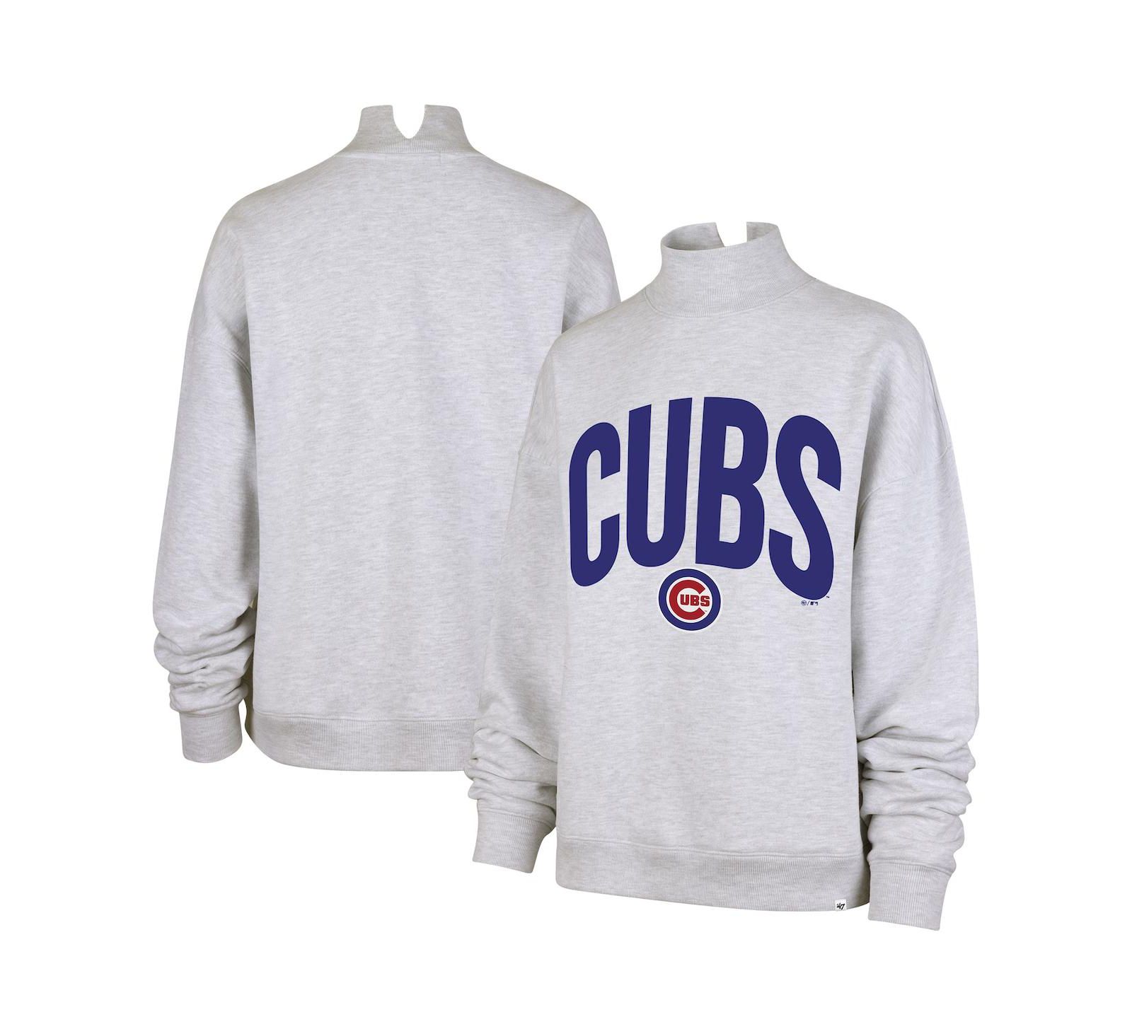 '47 Brand Women's Heather Gray Chicago Cubs Subtle Muse Mock Neck Sweatshirt