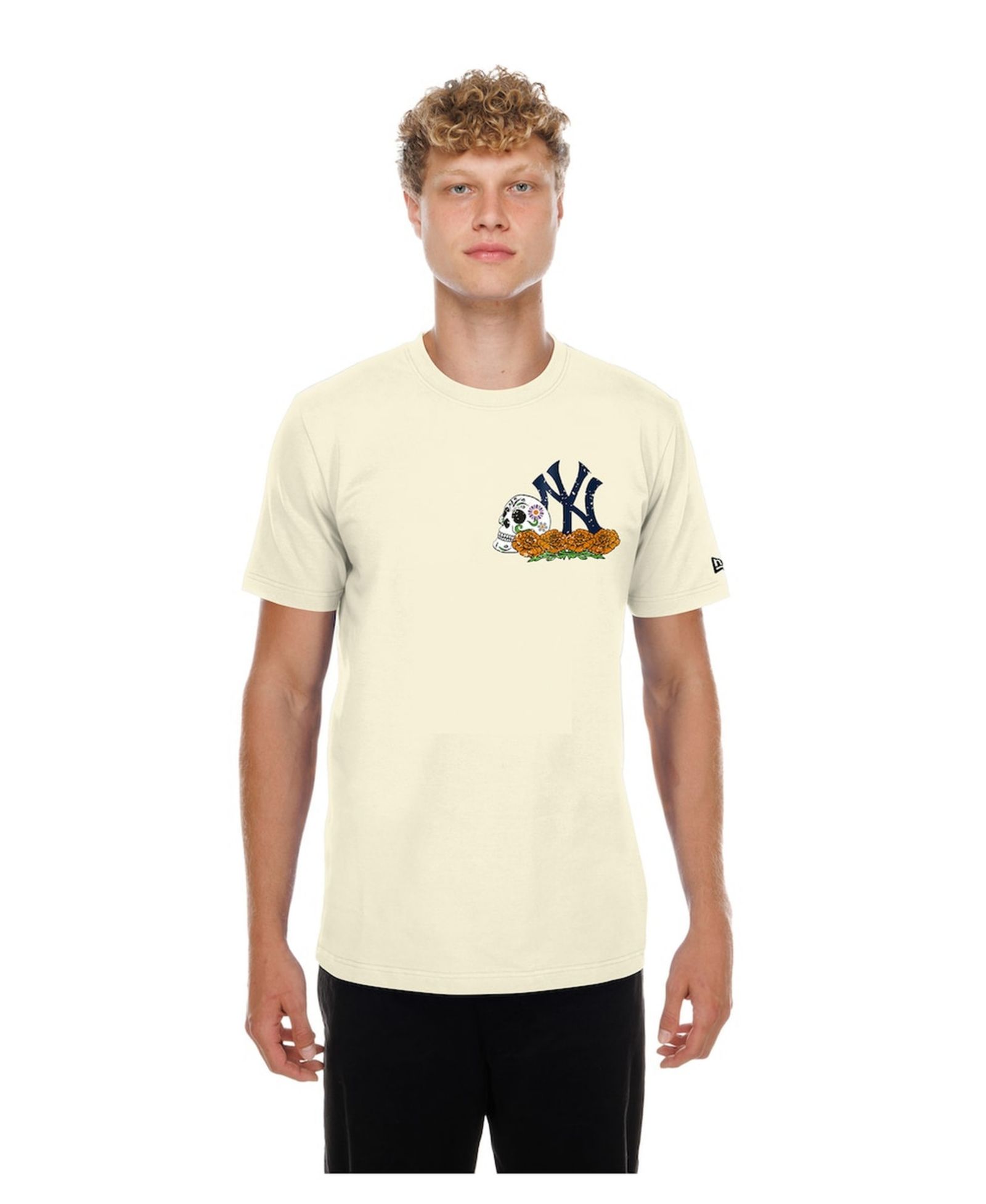 New Era Мужская футболка New York Yankees Dia de los Muertos Sugar Skull, натуральный цвет