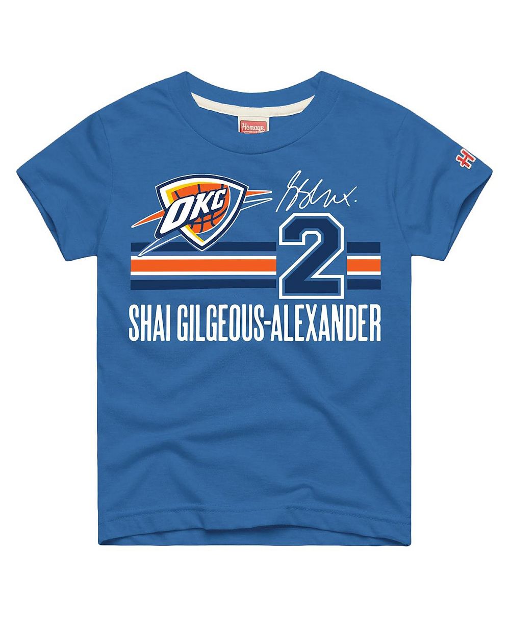 Homage Детский Shai Gilgeous-Alexander Blue Oklahoma City Thunder Remix Signature Name & Number Tri-Blend T-Shirt