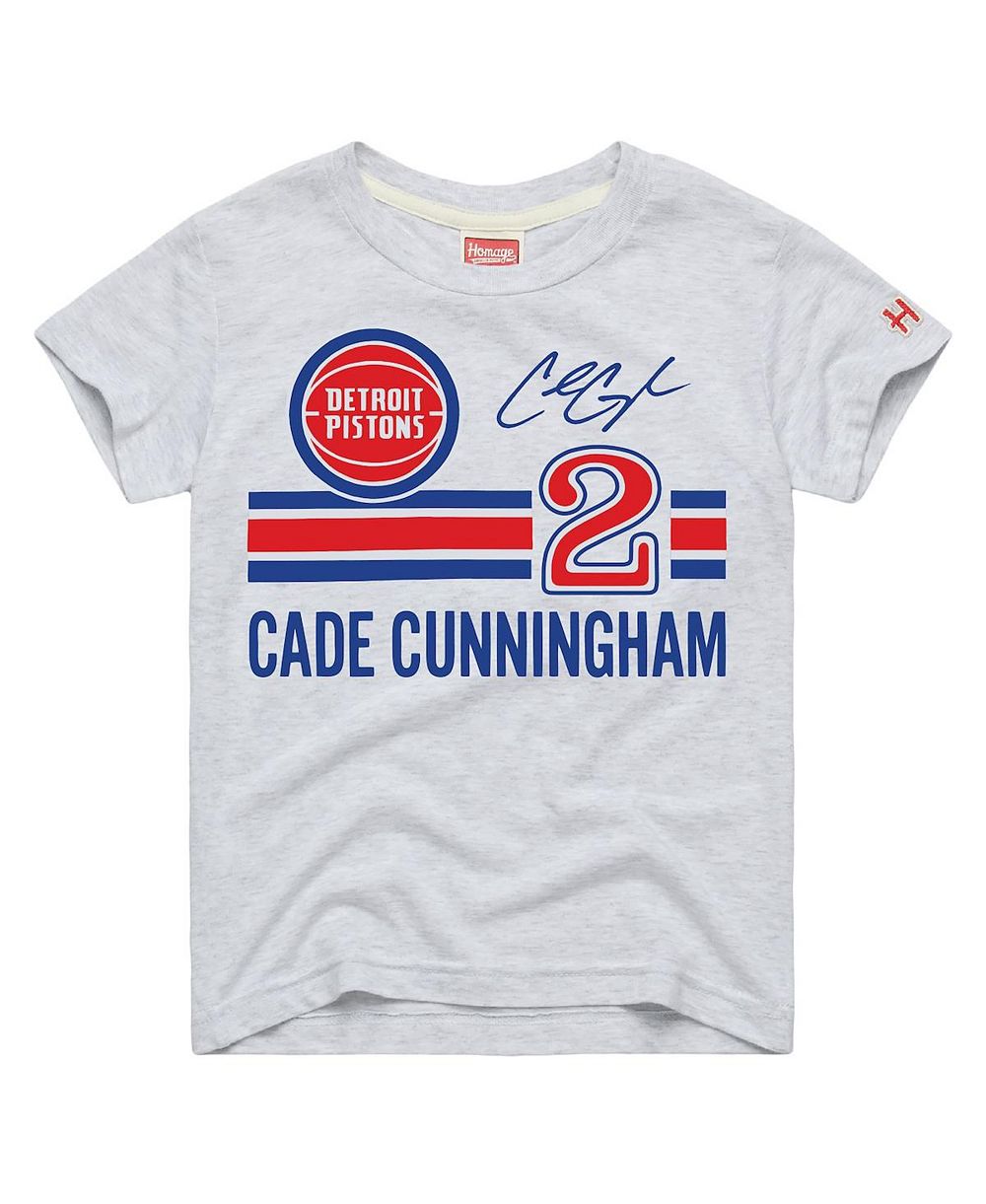 Детская футболка Homage Cade Cunningham Ash Detroit Pistons Remix Signature Name & Number Tri-Blend
