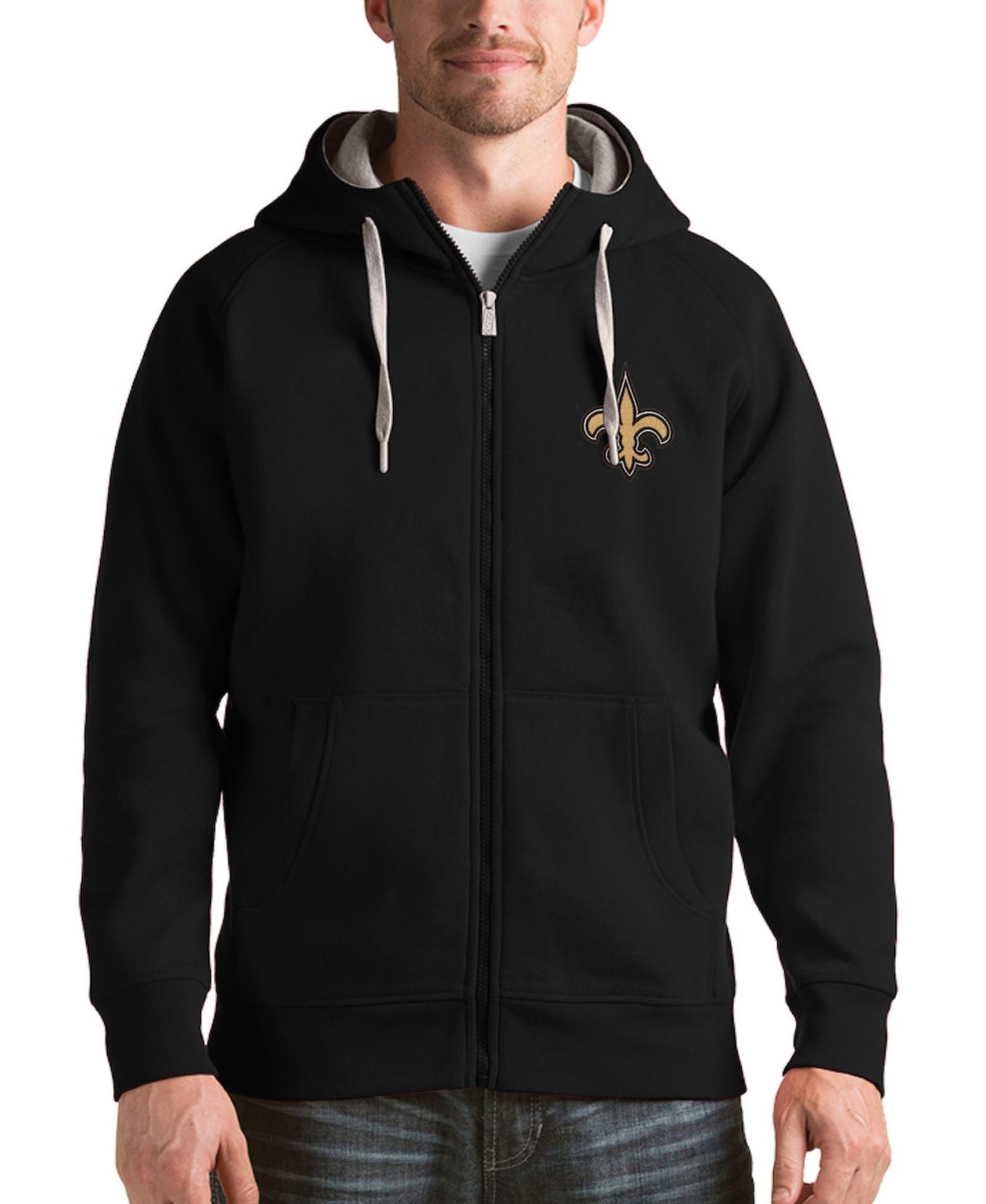 Мужское худи Antigua Black New Orleans Saints Victory Full-Zip