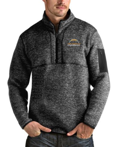 Мужская куртка Antigua Heathered Black Los Angeles Chargers Fortune Quarter-Zip Pullover