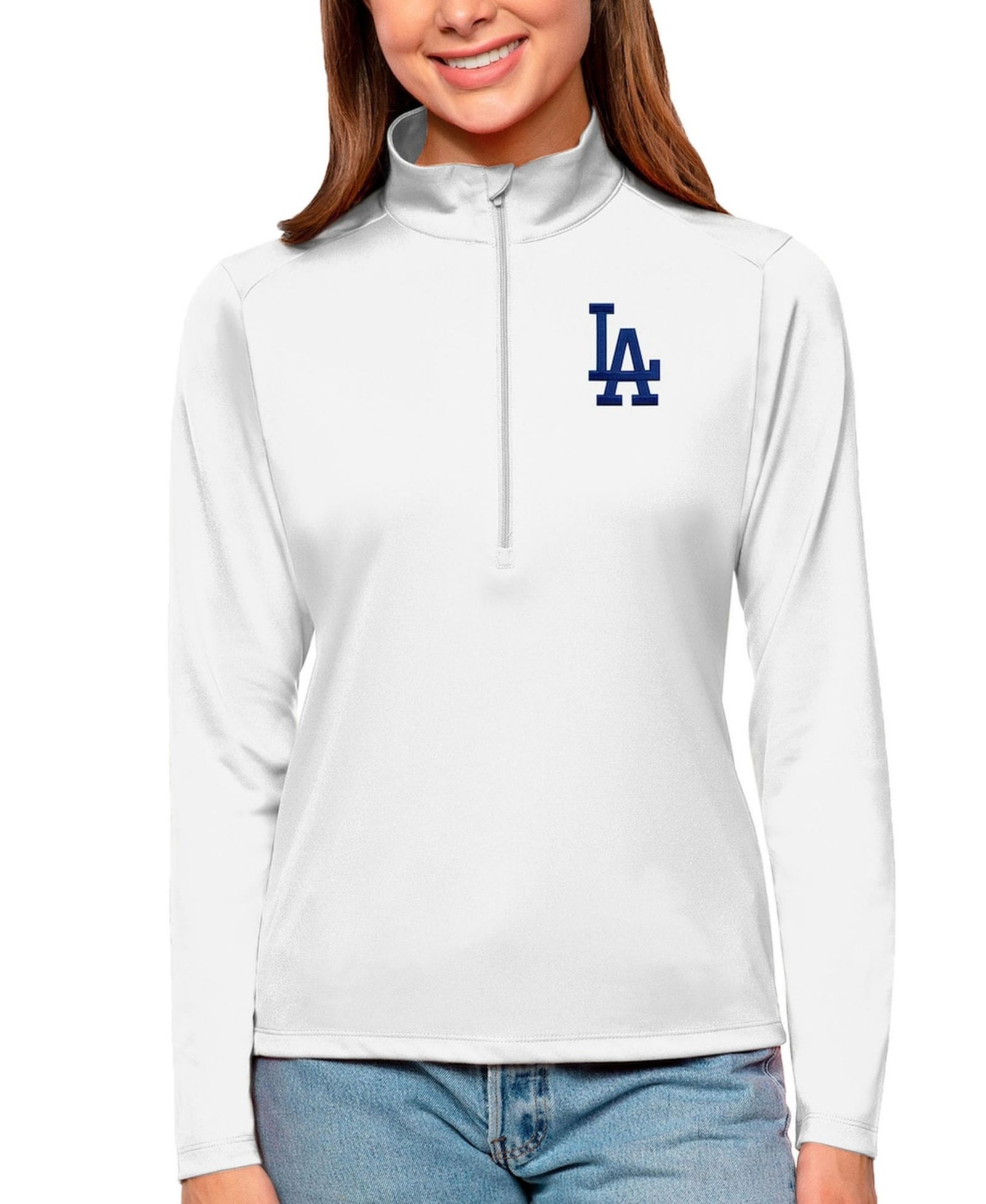 Antigua Женская белая джемпер-толстовка Los Angeles Dodgers Tribute Quarter-Zip
