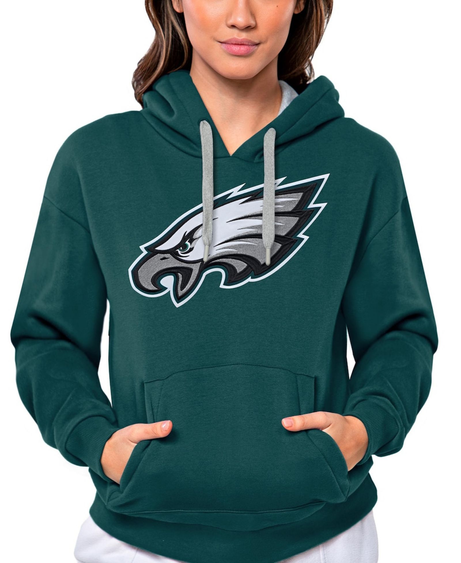 Женское худи Antigua Philadelphia Eagles Victory Logo Pullover
