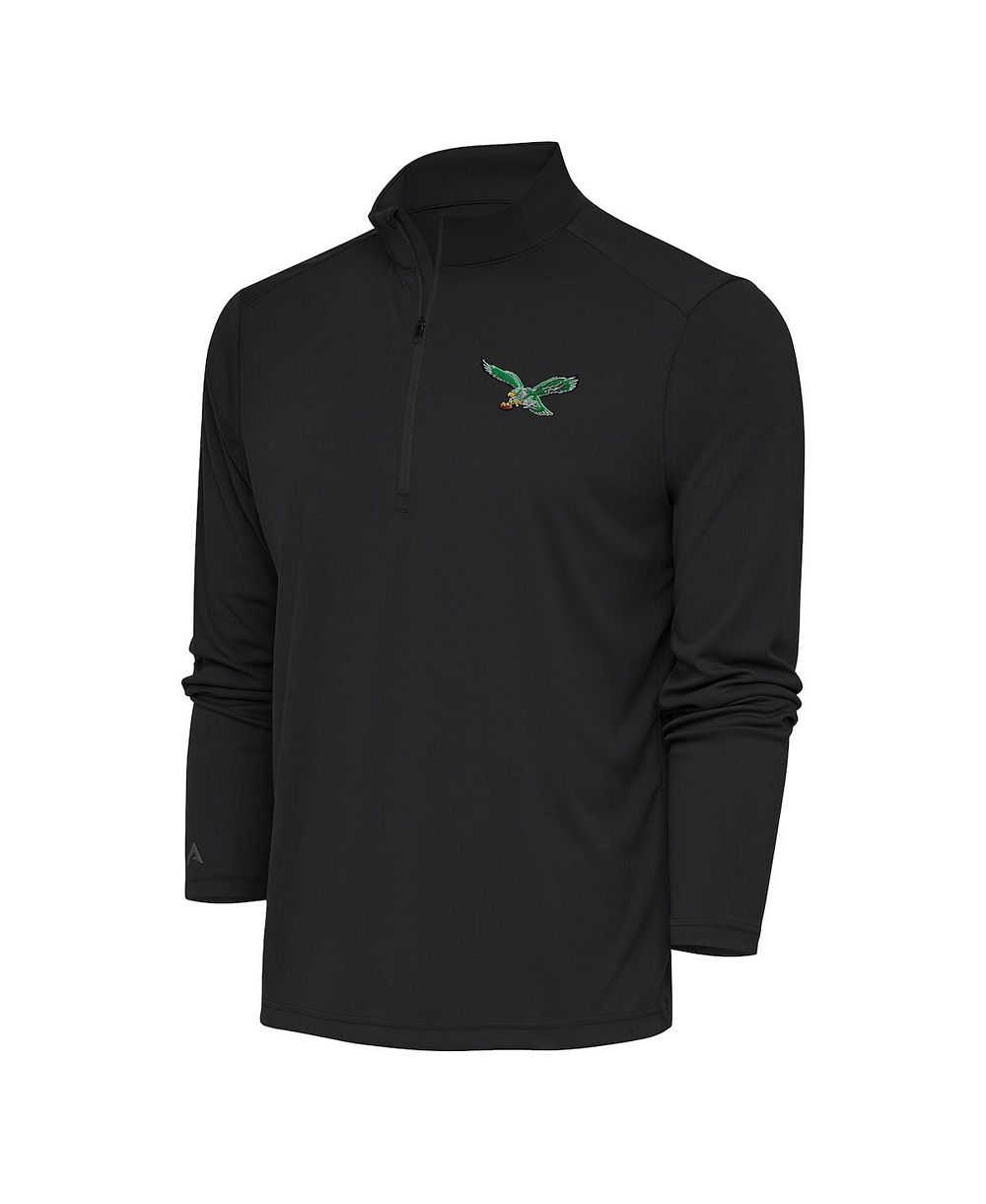 Пуловер Antigua Men's Charcoal Philadelphia Eagles Team Logo Throwback Tribute Quarter-Zip