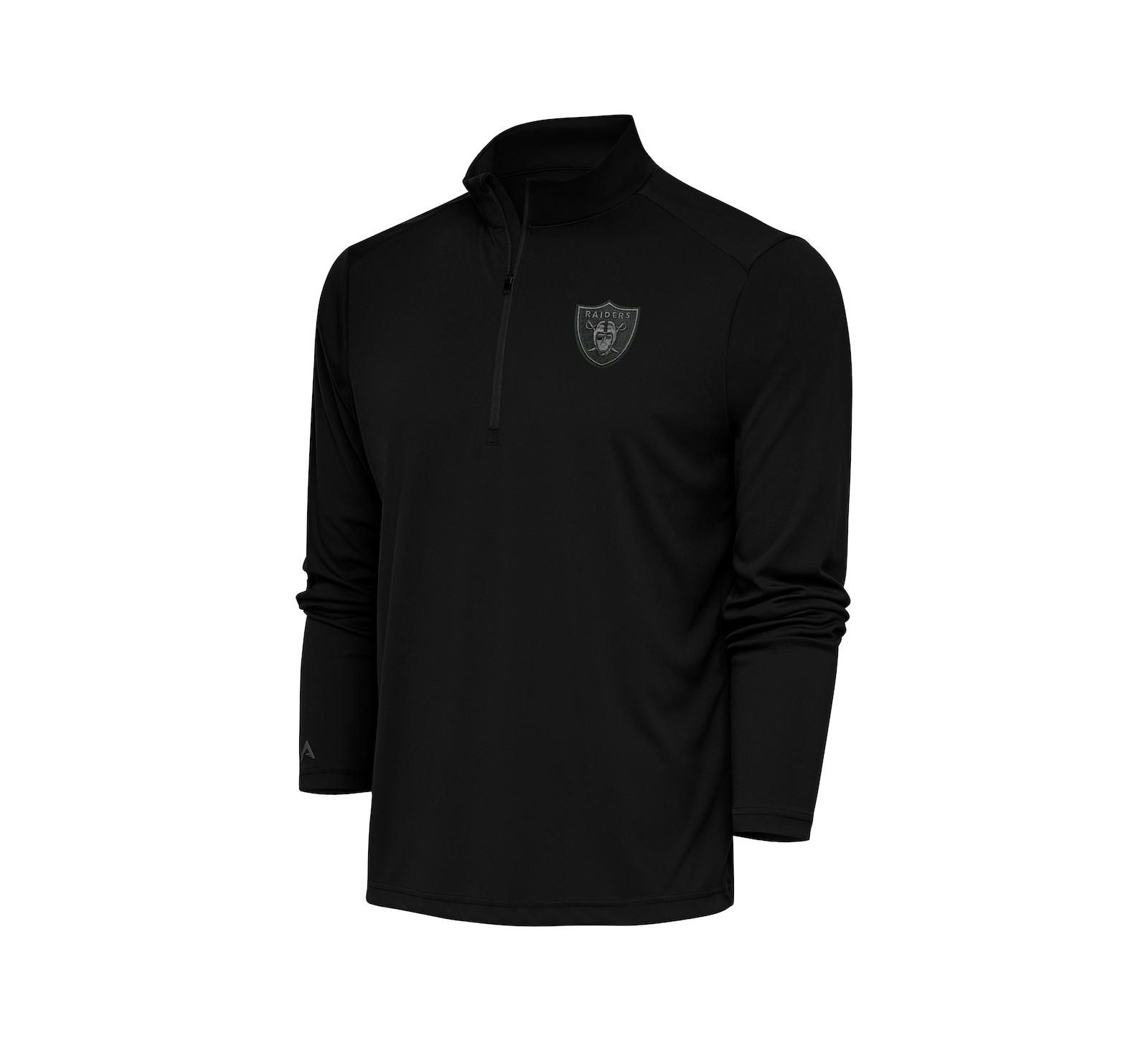 Мужской пуловер Antigua Las Vegas Raiders с логотипом и молнией на четверть, черный