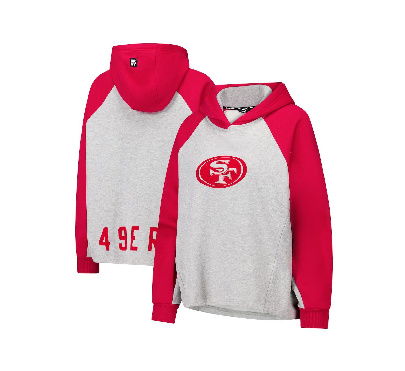 Женское худи DKNY Sport Gray/Scarlet San Francisco 49ers Joy Cropped Raglan Pullover
