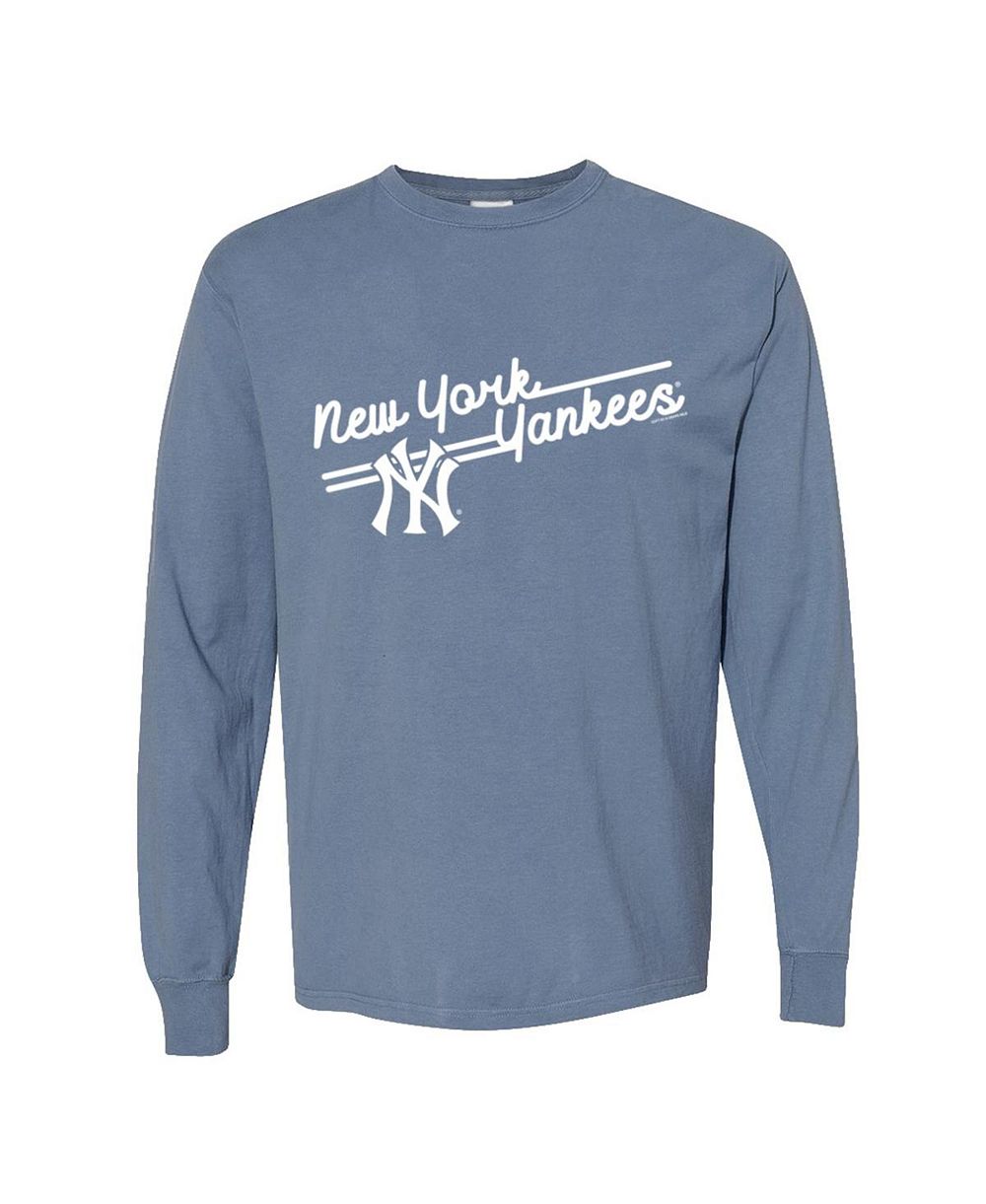 Женская футболка Soft As A Grape Navy New York Yankees Pigment Dye Long Sleeve