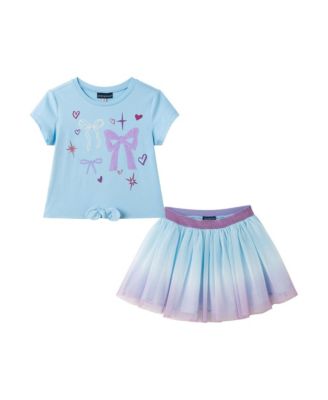 Andy & Evan Toddler Girls (2T-6X) Ombre Tie Front Tee and Tutu Skirt Set