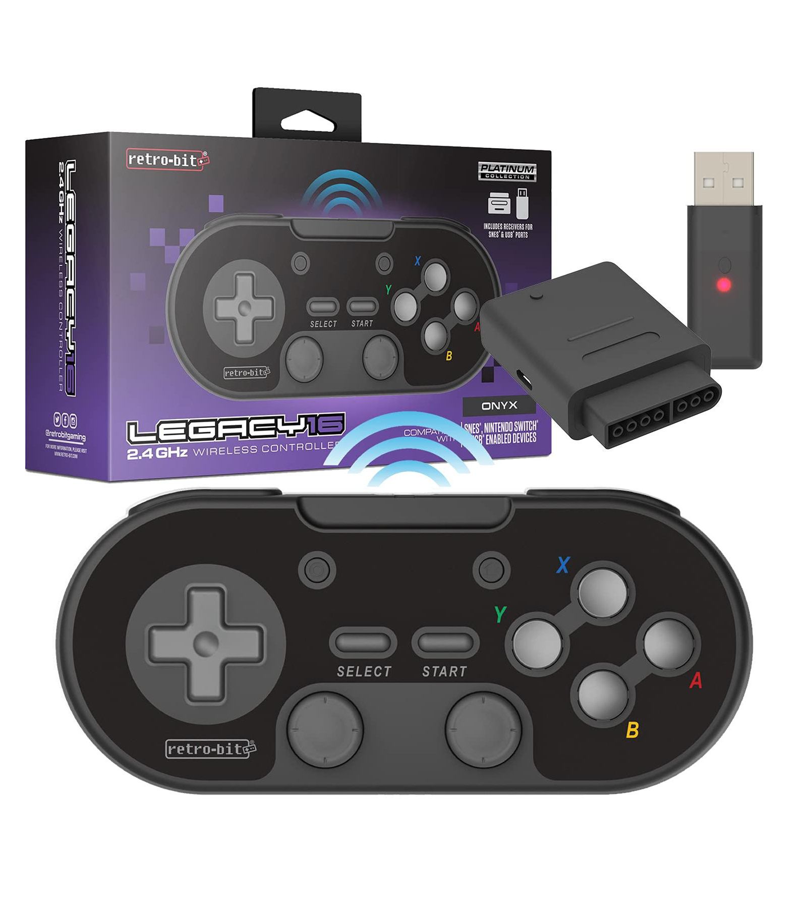 Retro-Bit Legacy16 2.4GHz Wireless Controller for SNES, Nintendo Switch, PC, Mac, Raspberry Pi