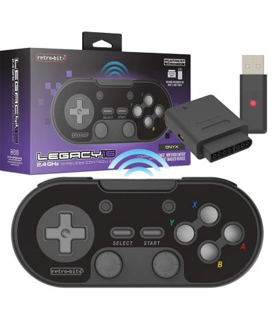Retro-Bit Беспроводной контроллер Legacy16 2.4GHz для SNES, Switch и USB устройств - Onyx