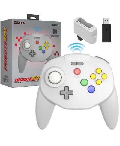 Retro-Bit Tribute 64 Беспроводной контроллер для Nintendo 64, Switch Online, PC, USB