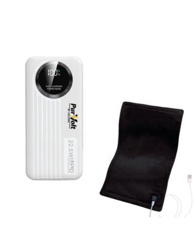 Набор PURSONIC LED Fast Charging Power Bank и Extra Large Electric Heating Pad: Power and Comfort Duo