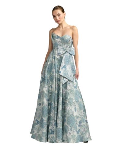 Mac Duggal Женское бальное платье с цветочной вышивкой и бантом