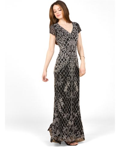 Вечернее платье Lara Women's Cap Sleeve Mermaid Beaded Gown