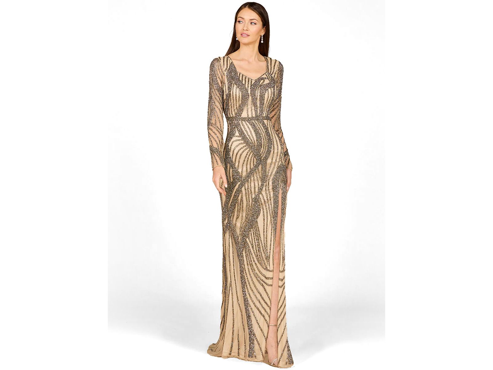 Lara Women's Cascading Beads Long Sleeve Dress