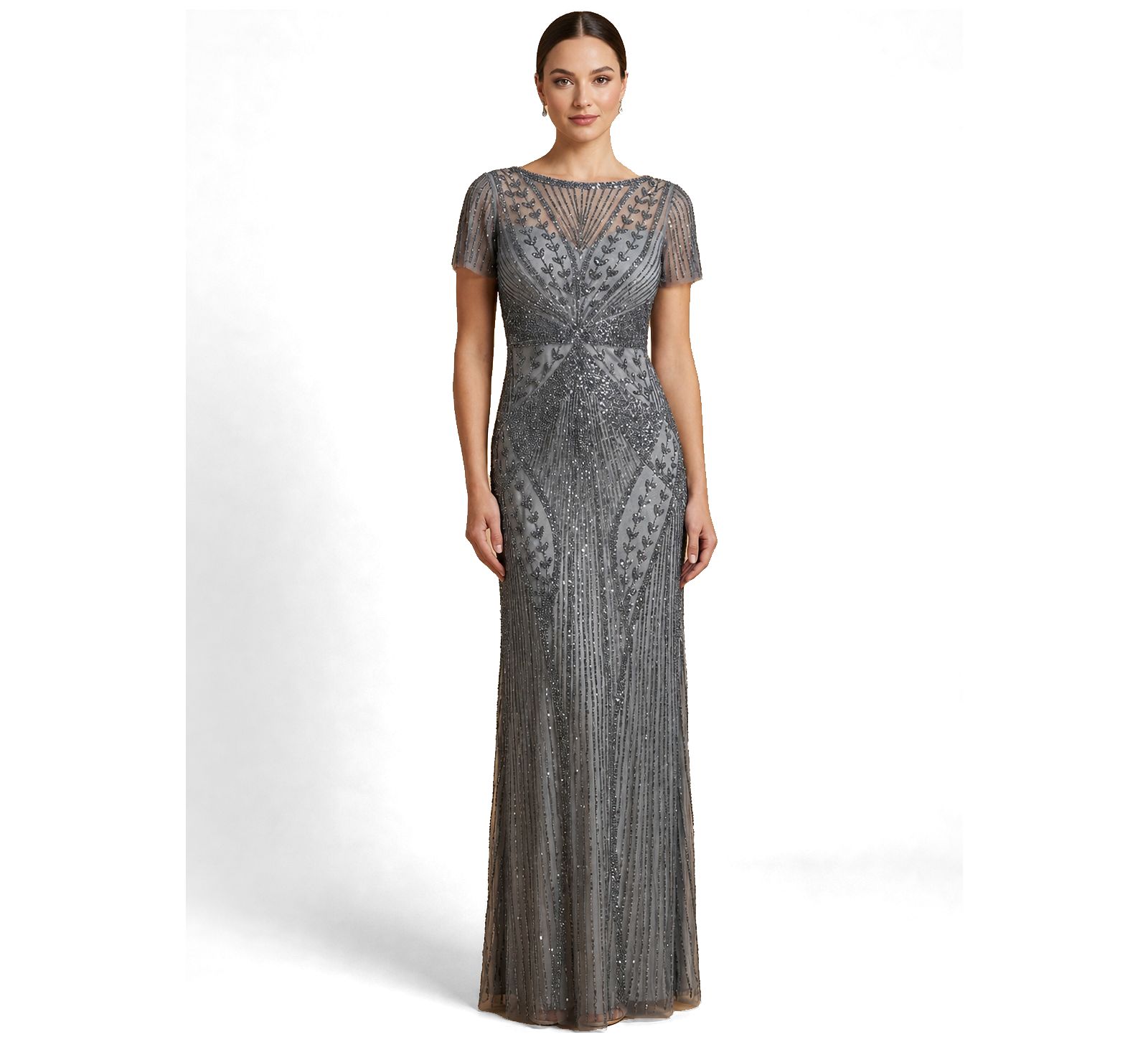 Lara Women's Beaded Flutter Sleeve Gown