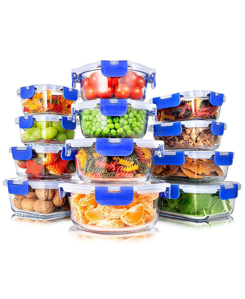 Набор контейнеров для хранения еды SereneLife 24-Piece Superior Glass with BPA-Free Lids