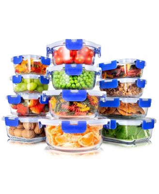 SereneLife 24-Piece Superior Glass Food Storage Containers with BPA-Free Lids
