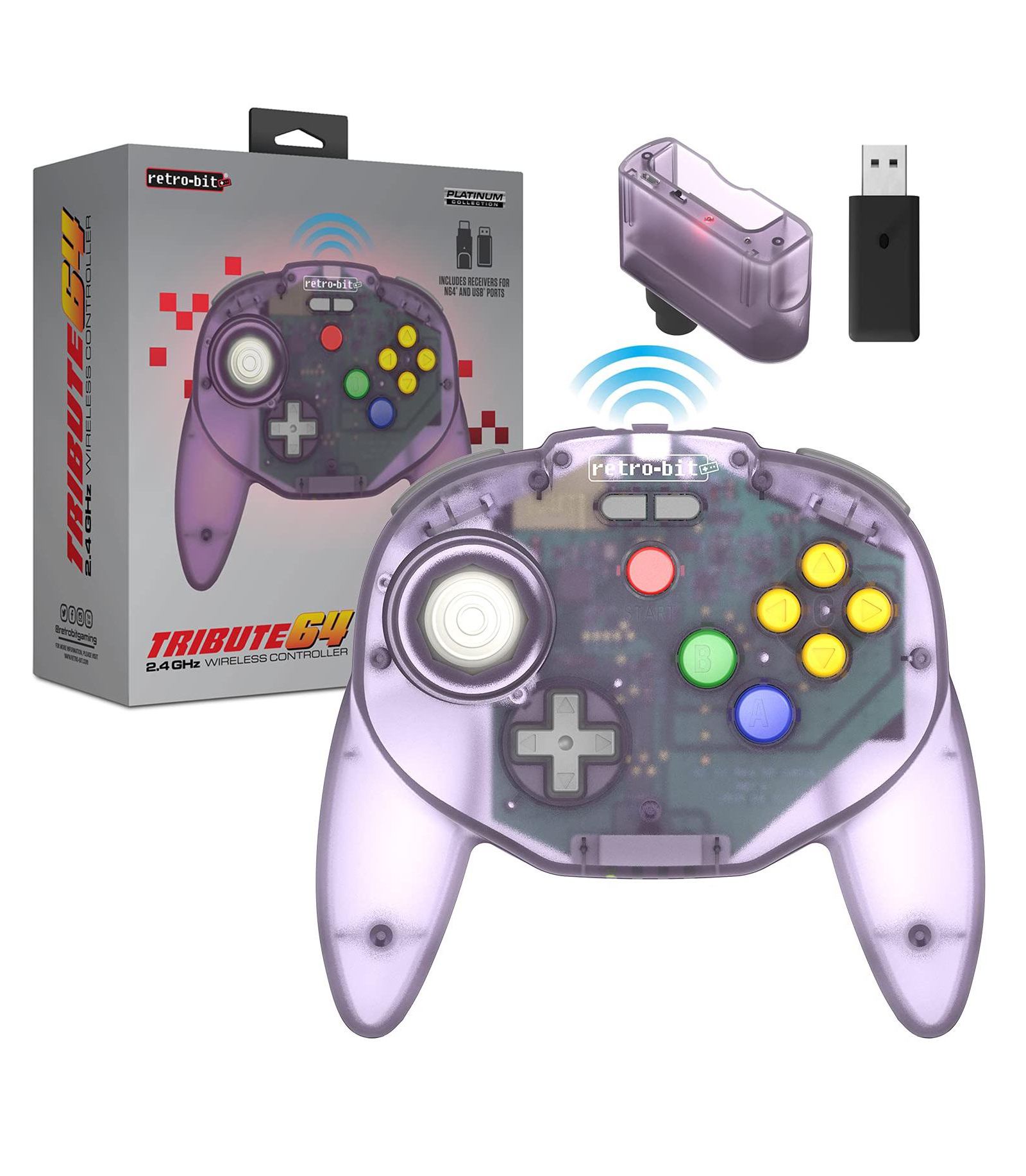 Retro-Bit Tribute 64 Беспроводной контроллер для Nintendo 64 Switch Online PC MacOS RetroPie Raspberry Pi и других USB устройств
