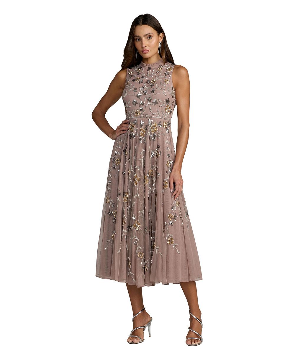 Вечернее платье Mac Duggal Women's Petite Embellished High Neck Butterfly Sleeve