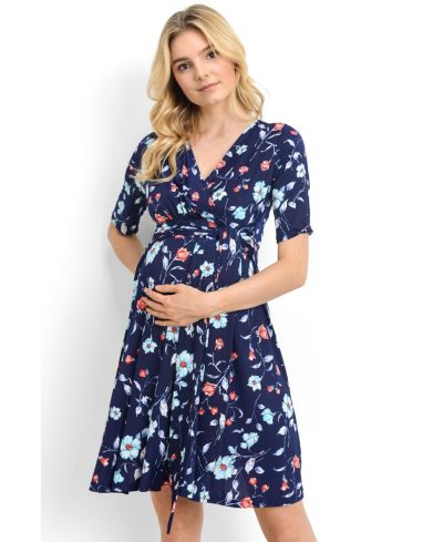 Женское платье Hello Miz Maternity Floral Short Sleeve Nursing Dress с завязками на талии