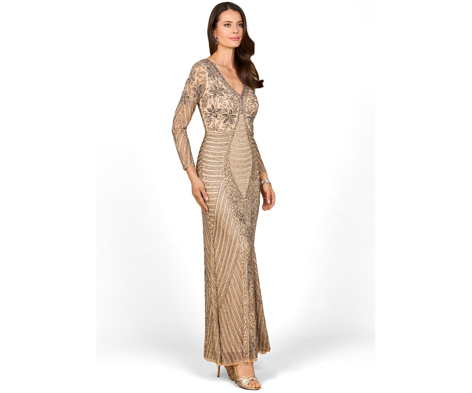 Lara Women's Long Sleeve Beaded Maxi Gown