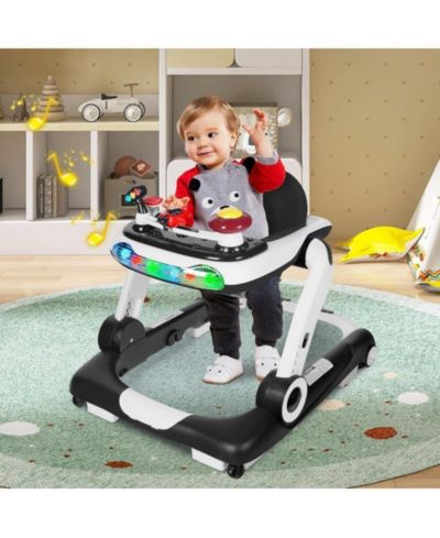 Kinder King 5-in-1 Baby Activity Walker with Music and Lights, Adjustable Height and Safety Bumper