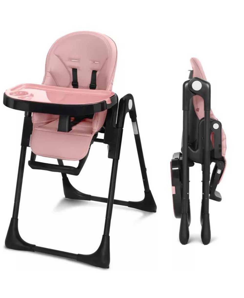 Kinder King BabyKinder King Convertible Baby High Chair with Wood Grain Removable Double Tray and Easy Clean Design