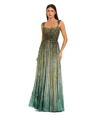 Вечернее платье Mac Duggal Ombre Beaded Scoop Neck A-Line