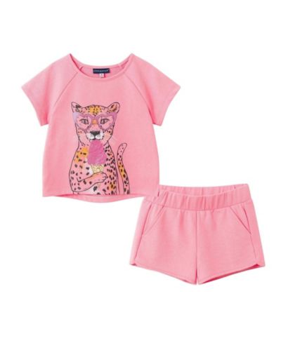 Комплект из топа и шорт Andy & Evan Little Girls Glitter Cheetah