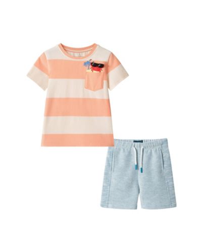 Andy & Evan Toddler Boys Toddler/Child Striped Crab Graphic Pocket Tee Set