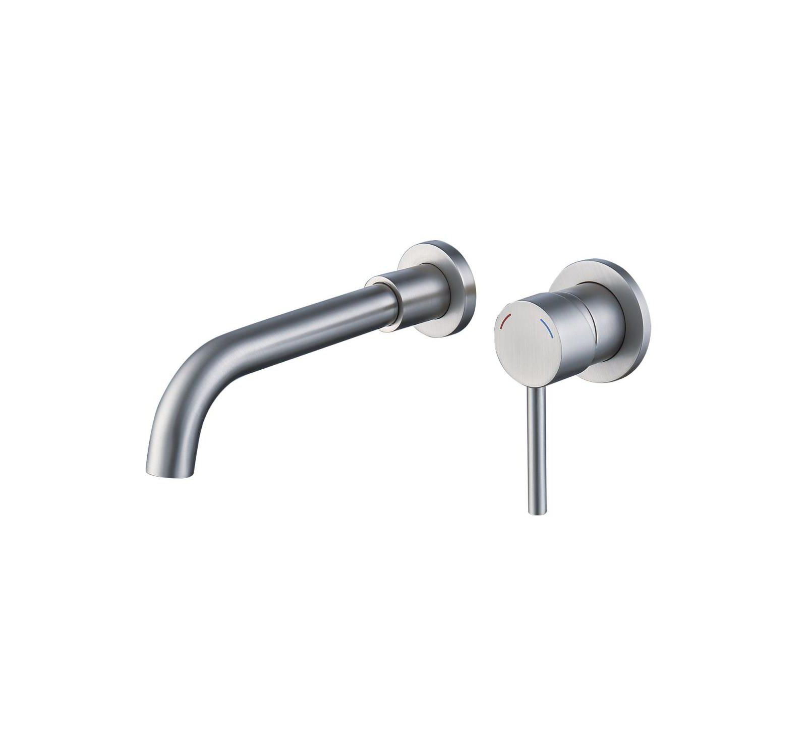PHYING Wall Mount Faucet for Bathroom Sink or Bathtub, Single Handle 2 Holes Brass Rough-in Valve Included, Brushed Nickel