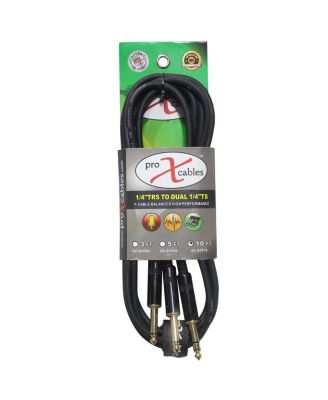 ProX XC-SYP10 10' 1/4" TRS-M Stereo to Dual 1/4" TS-M Audio Y Cable