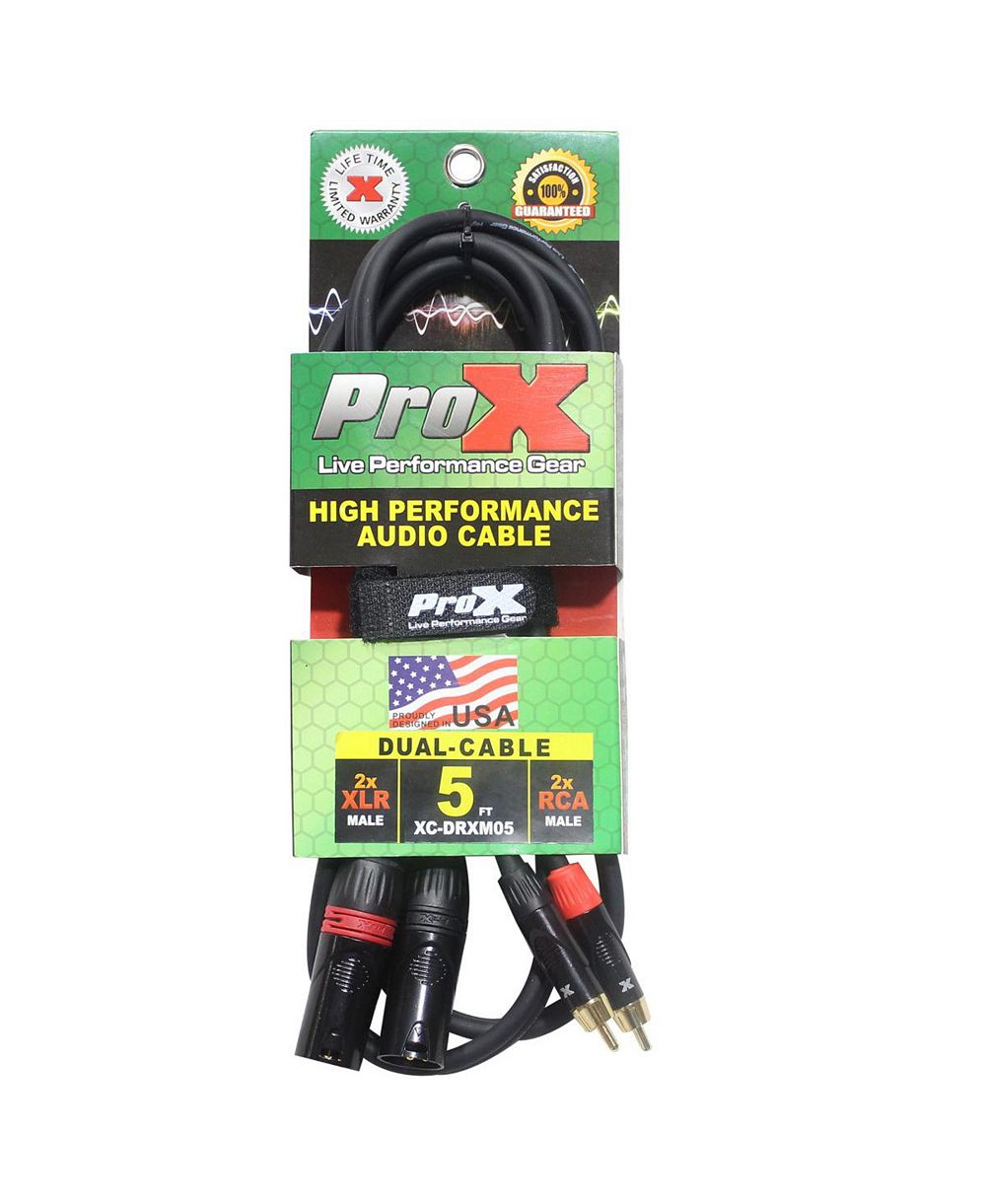 ProX XC-DRXM05 5' кабель высокого качества с двойным RCA-M на двойной XLR3-M, несбалансированный