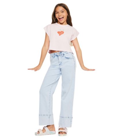 KanCan Big Girls USA Kassie High Rise Crop Wide Leg Jeans