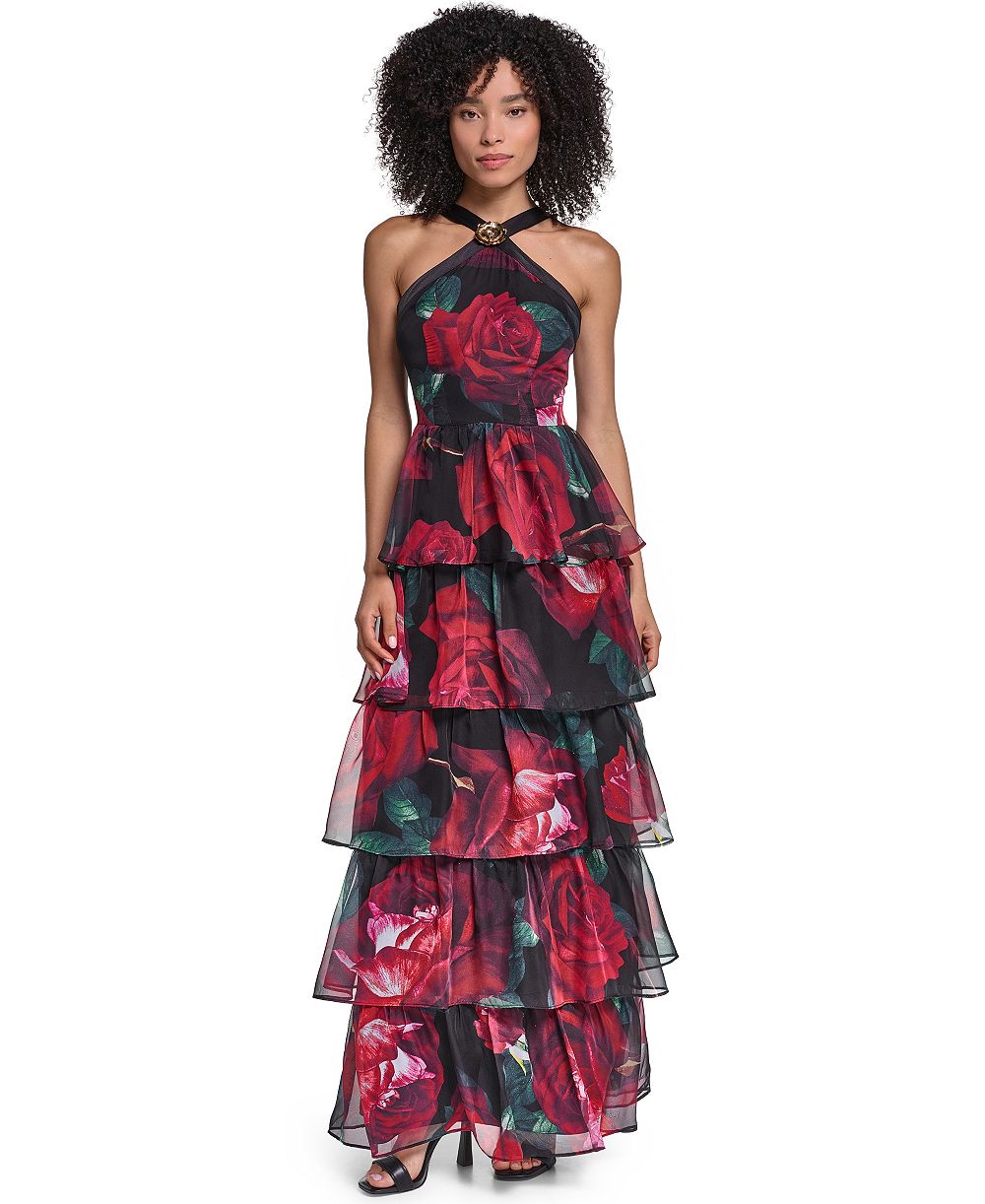 Женское платье KARL LAGERFELD PARIS Halter-Tiered-Floral