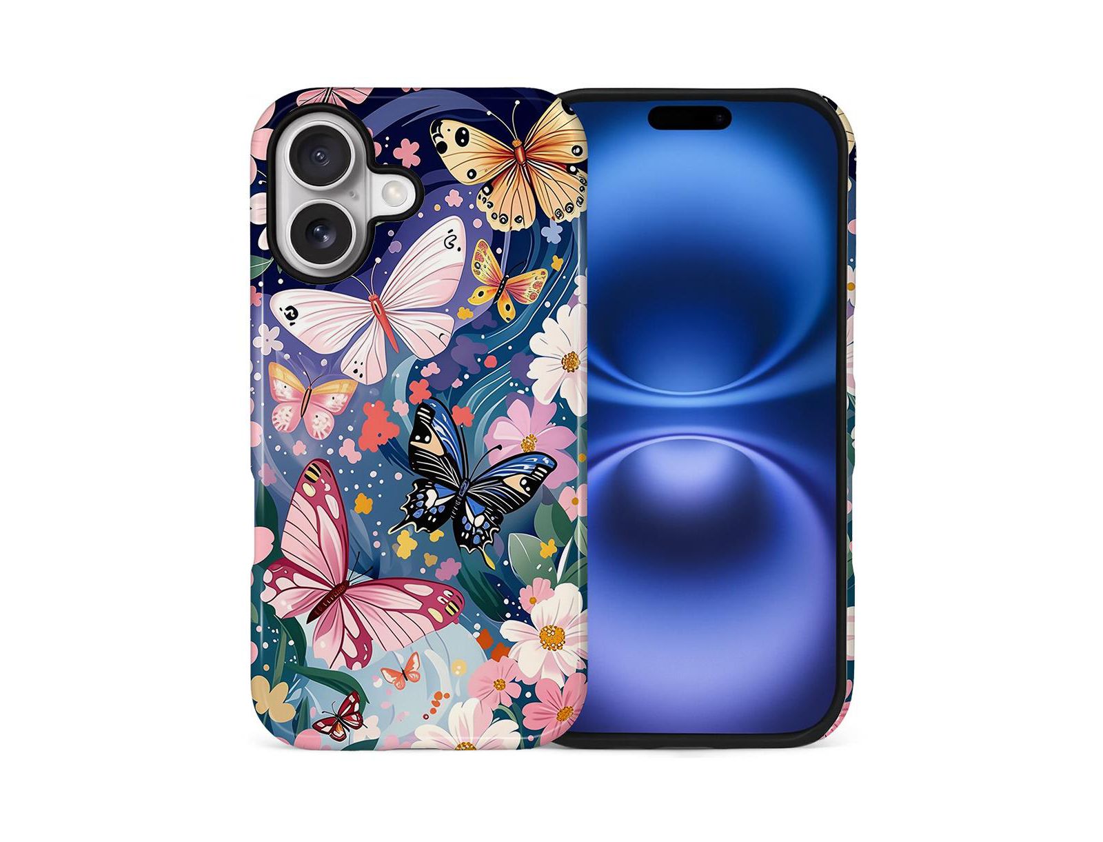 Чехол для iPhone 17 Gonez 2-in-1 Dual-Layer Shockproof Protection Colorful Flower Art Glossy