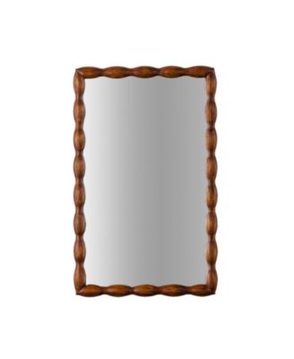 Декоративное настенное зеркало PHYING в стиле Mid Century Modern с деревянной рамой Swirl коричневого цвета