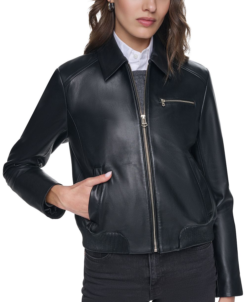 Cole Haan Women's Smooth Lamb Bomber Jacket