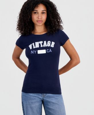 Madden Girl Juniors' Longline Appliqué Short-Sleeve Tee