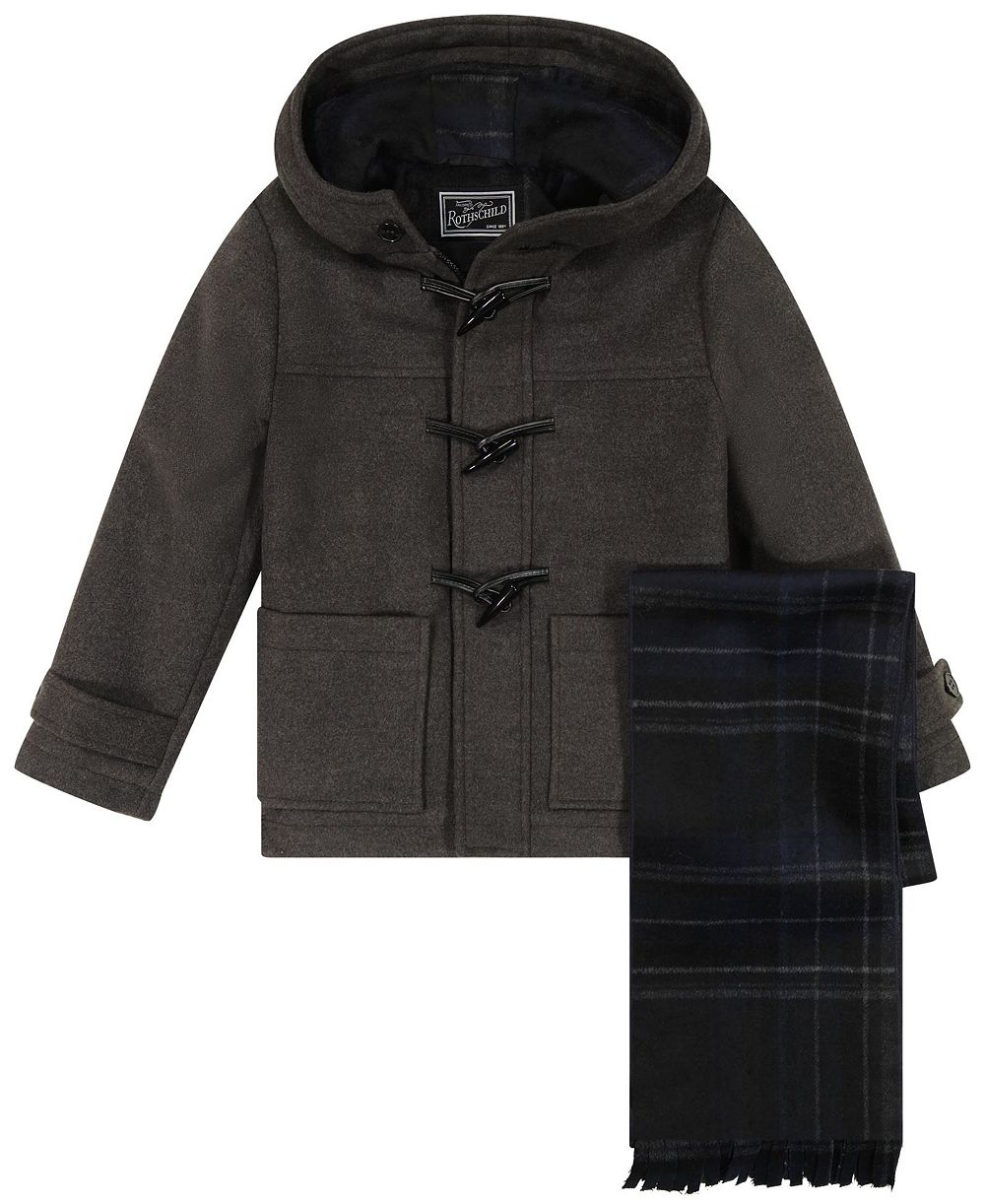 Детский шерстяной плащ S Rothschild 8-18 Long-Sleeve Iconic Toggle с клетчатым шарфом