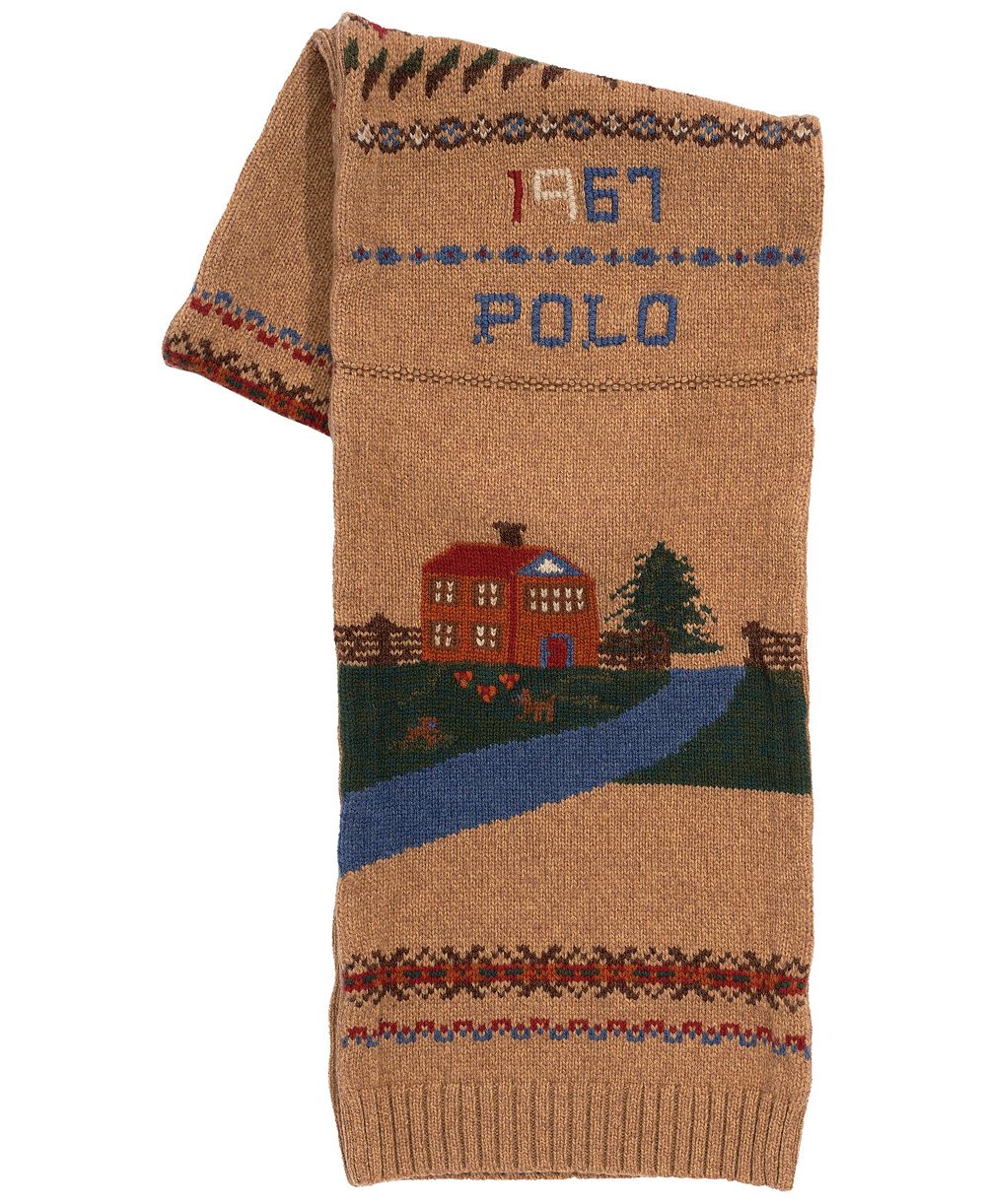 Мужской шарф Polo Ralph Lauren с принтом Sampler из трикотажа