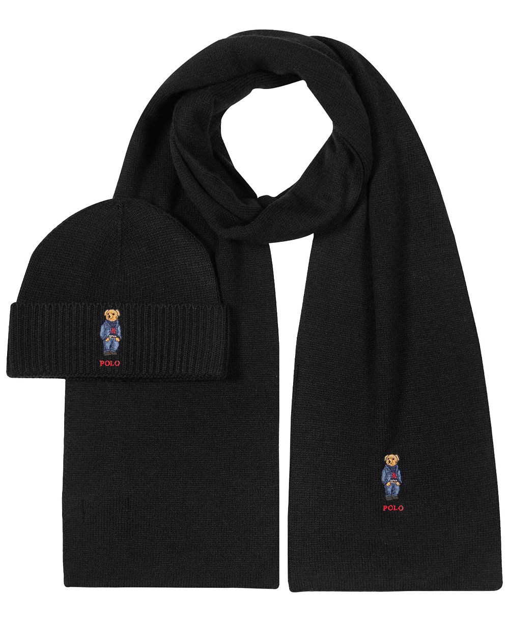 Polo Ralph Lauren Мужской комплект из шапки и шарфа Denim Bear, 2 предмета