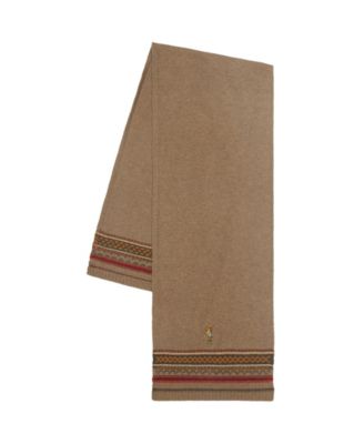 Polo Ralph Lauren Men's Wool Blend Red Rocks Bear Fair Isle Scarf