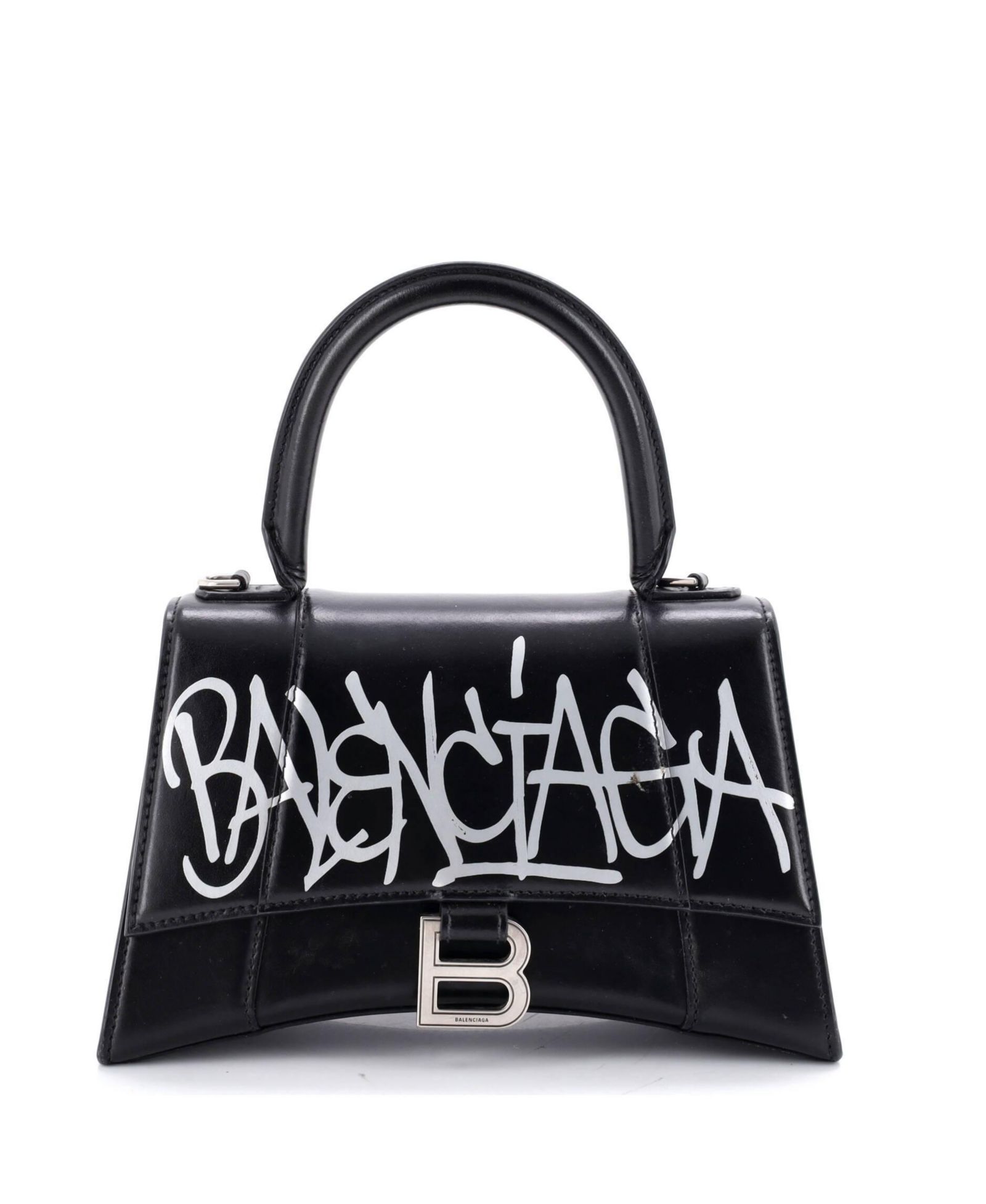 Pre-Owned Balenciaga Small Graffiti Hourglass Top Handle Bag Leather
