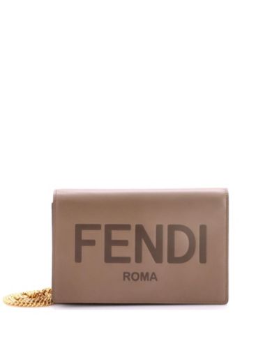 Кошелек Pre-Owned Fendi Logo Embossed Leather on Chain