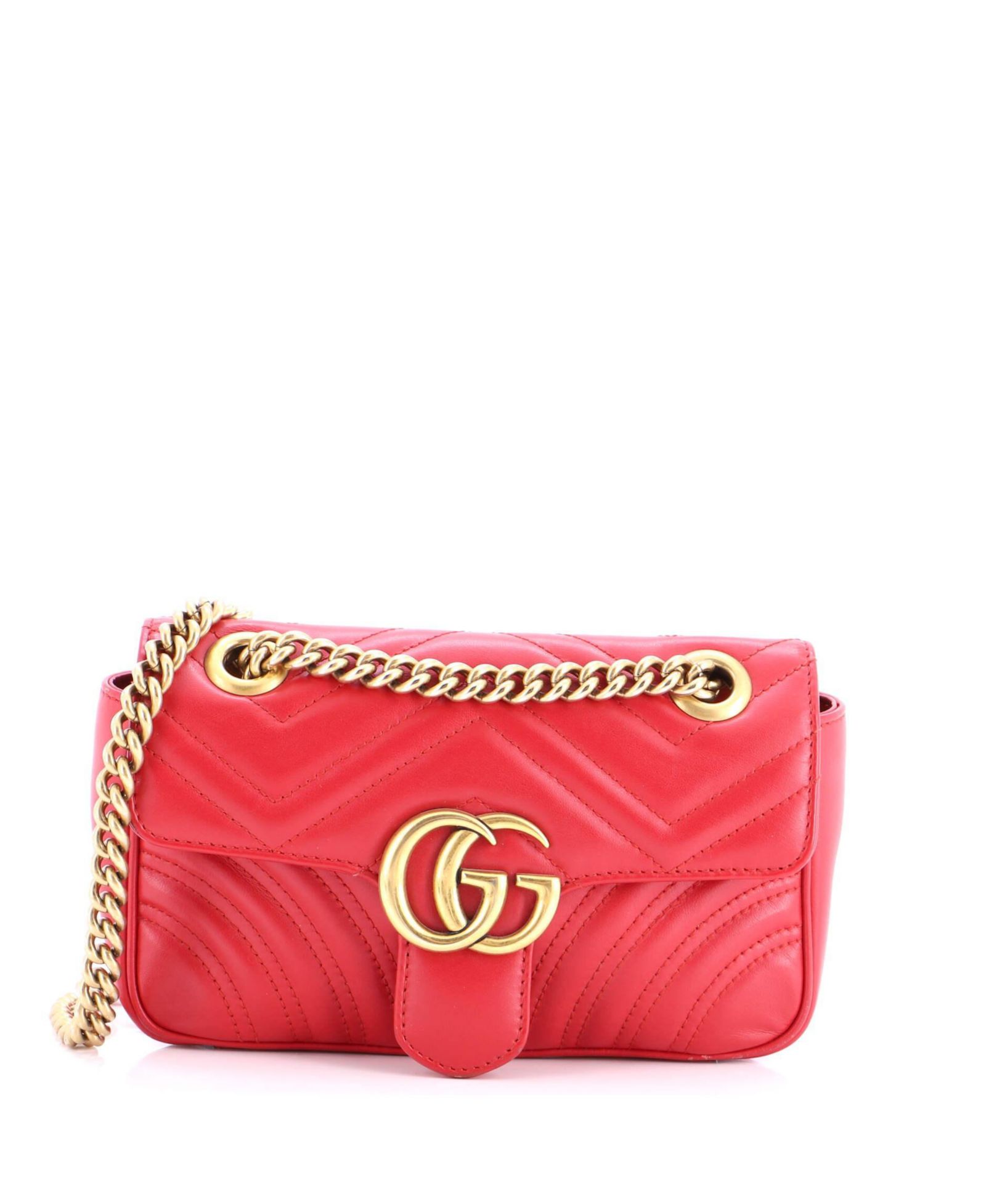 Pre-Owned Gucci Mini GG Marmont Flap Bag Matelasse Leather