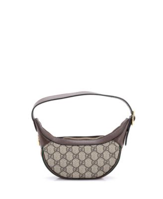 Сумка Pre-Owned Gucci Mini Ophidia Half Moon Bag GG Coated Canvas
