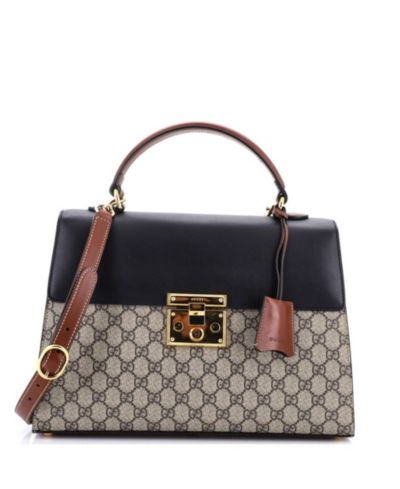Pre-Owned Gucci Medium Padlock Top Handle Bag GG Coated Canvas and Leather